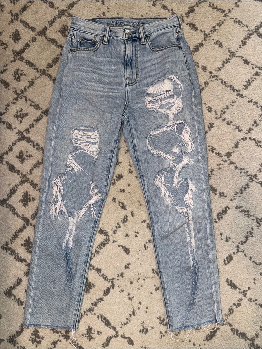 American Eagle Outfitters Distressed Light Blue High-Rise Jeans